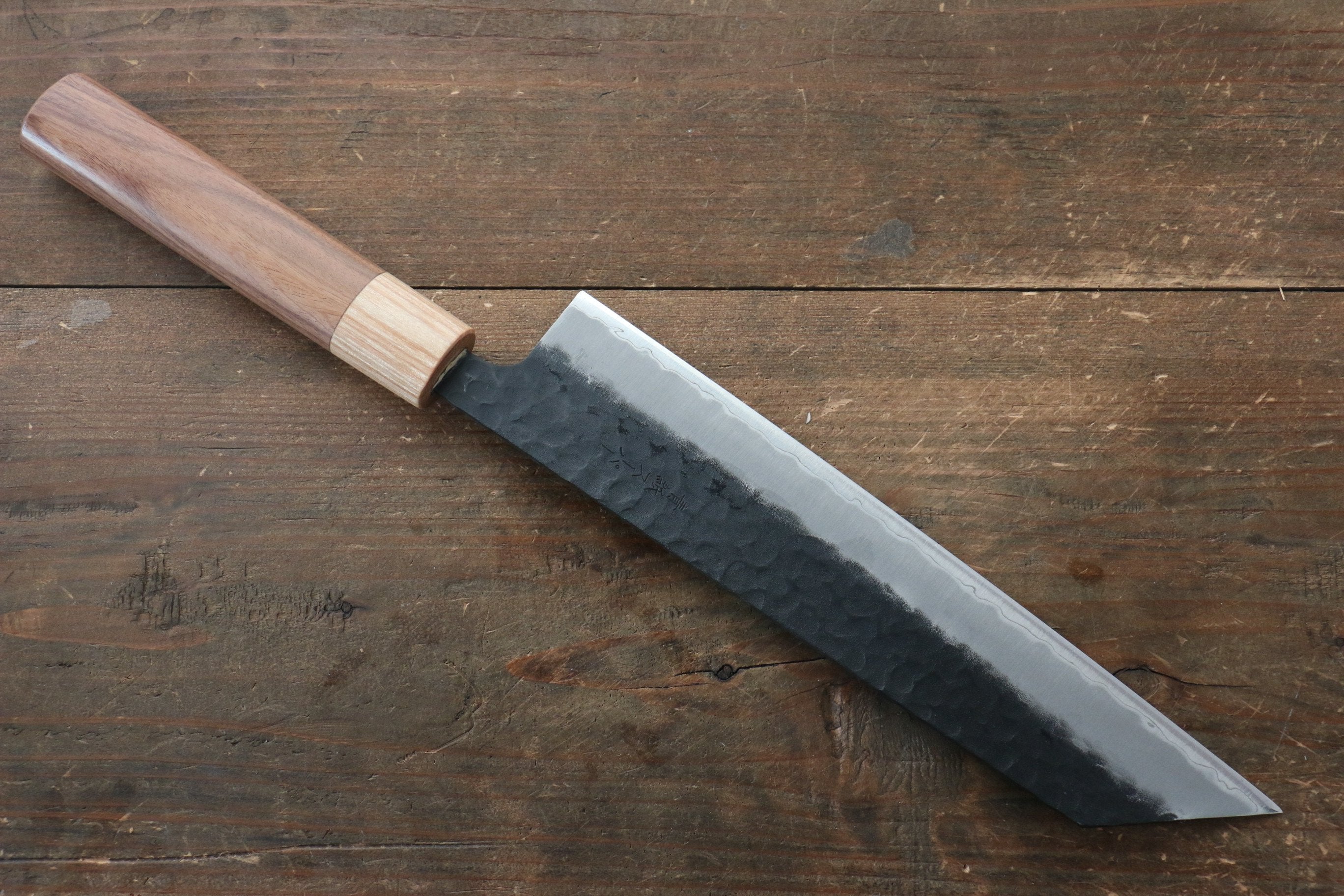 Seisuke Kokubyaku Blue Super Hammered Kurouchi Kiritsuke Gyuto 210mm Japanese Chef Knife with Morado Wood Handle - Perfect for Sushi, Sashimi & Precision Cutting