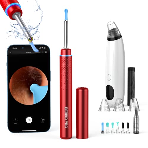 BEBIRDPRO Ear Wax Removal Tool with HD Camera & 6 LED Lights - Safe Home Ear Cleaning Kit for iOS/Android Smartphones (M9, Red) - Perfect for Personal Hygiene, Family Care & Travel Essentials
