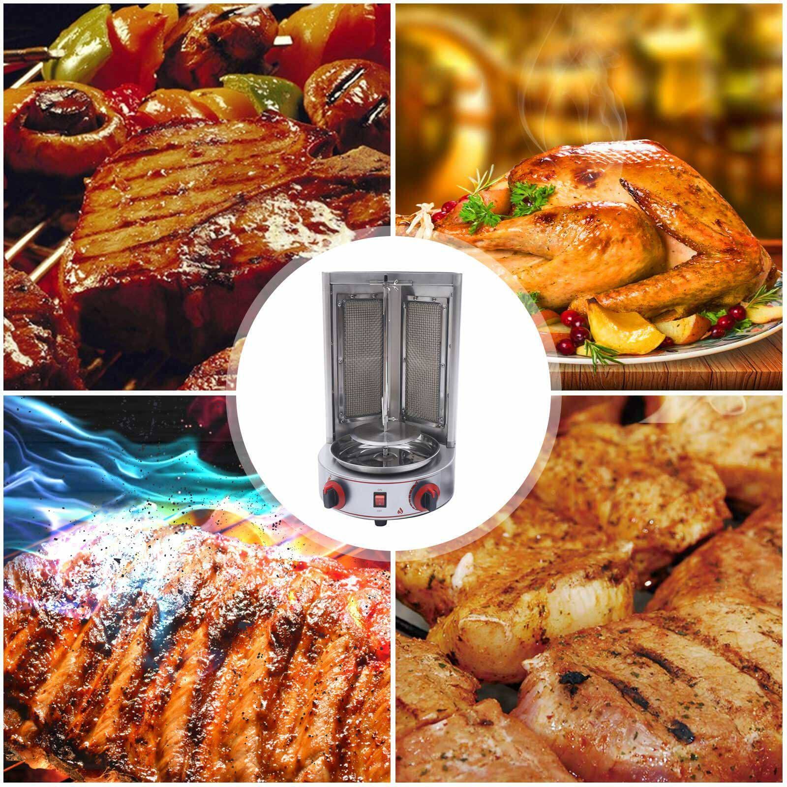 Commercial Electric Shawarma Grill Machine - 110V 3000W Vertical Gas Broiler, Stainless Steel Doner Kebab Gyro Rotisserie with 360° Rotation - Perfect for Restaurants, Food Trucks & Middle Eastern Cuisine