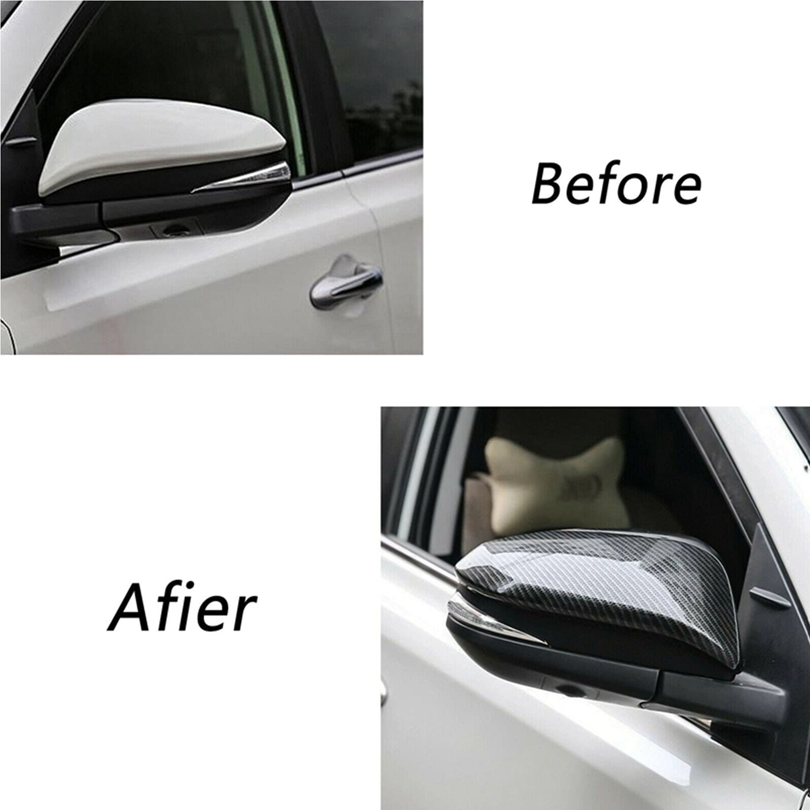Carbon Fiber Side Mirror Covers (2pcs) - Compatible with Toyota Hilux Revo Vigo, Fortuner, Highlander, RAV4, Innova - Durable Exterior Accessories for Enhanced Style & Protection - Perfect for Off-Roading & Daily Commuting