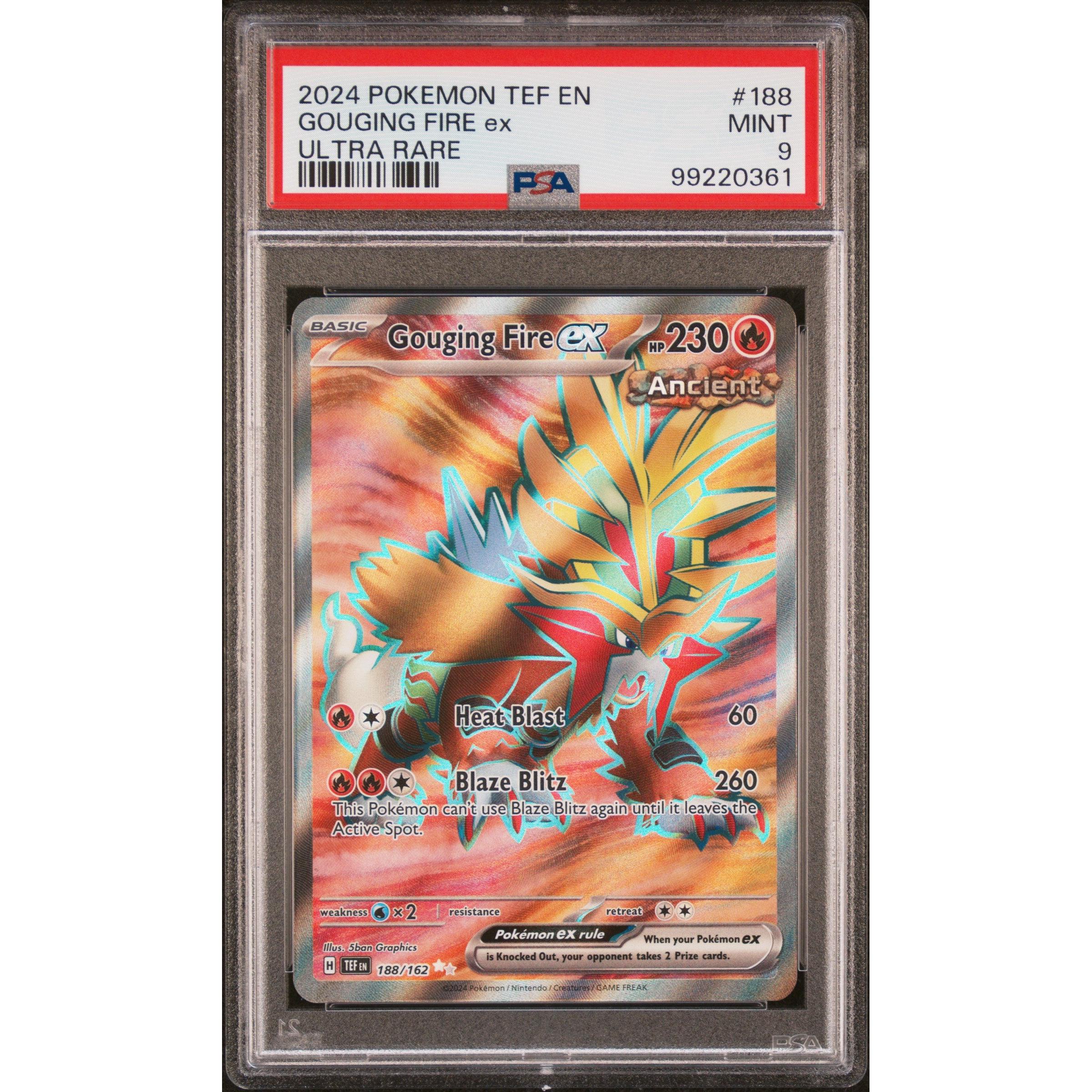 2024 Pokemon Temporal Forces Gouging Fire EX 188/162 PSA 9 Graded Card - Rare Collectible for Trading Card Game (TCG) Players & Pokemon Fans - Perfect for Display, Investment, and Competitive Play