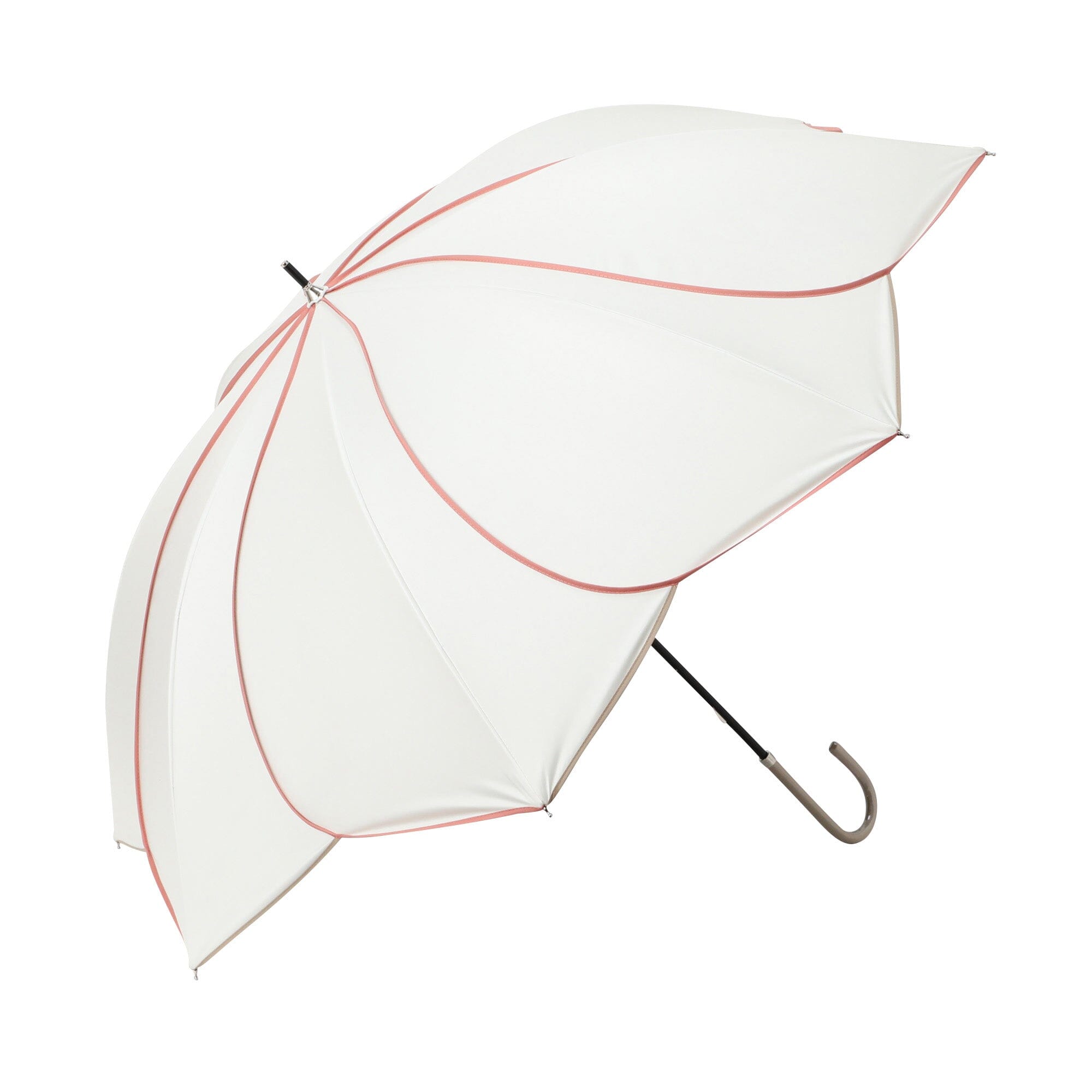 Bicolor Piping Long Umbrella 58cm White - UV Protection & Waterproof for Sunny and Rainy Days - Perfect for Outdoor Activities, Beach, Hiking and Daily Commute