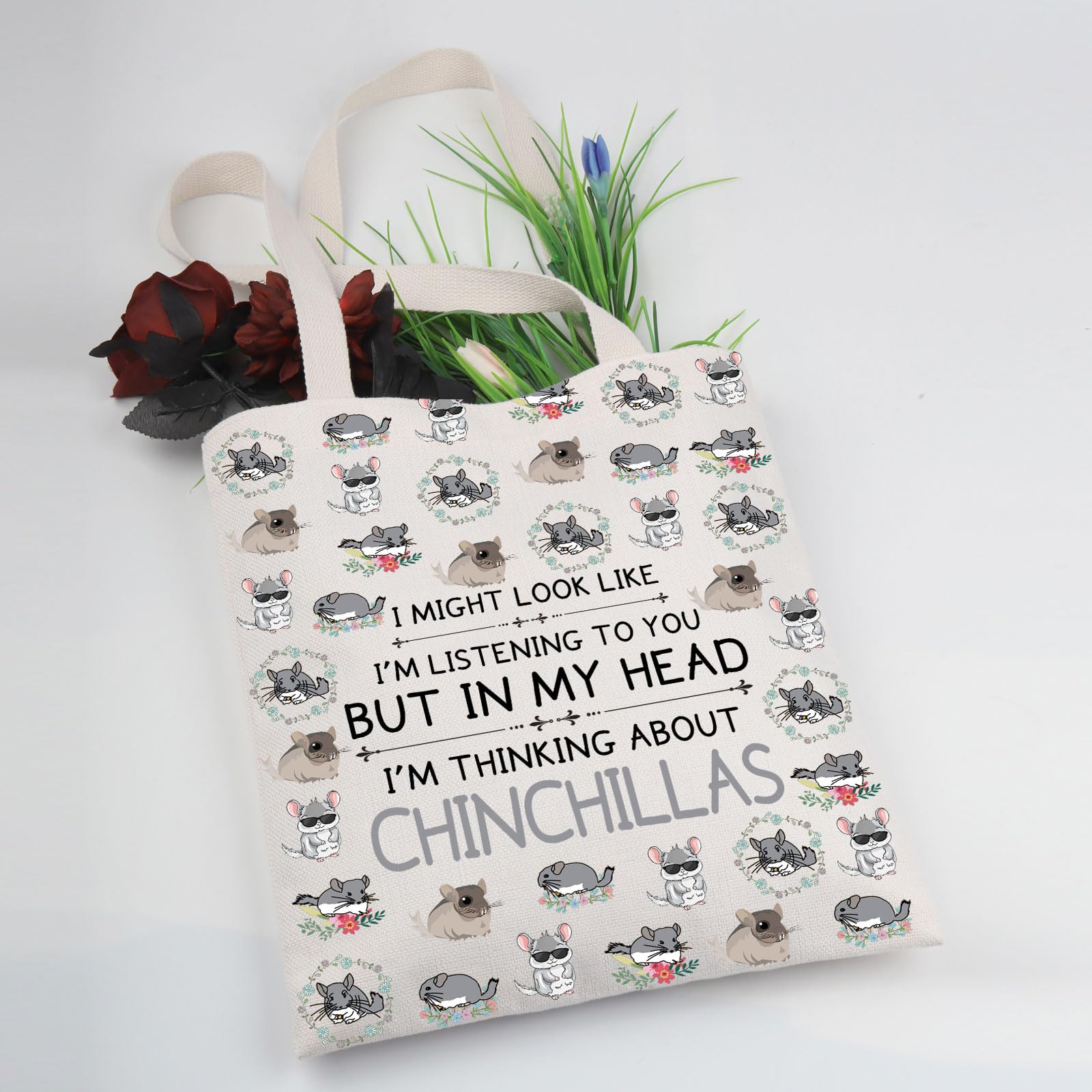 BNQL Chinchilla Lover Tote Bag - Cute Chinchilla Themed Gift for Women & Pet Moms - Perfect for Shopping, Beach, Work & Daily Use