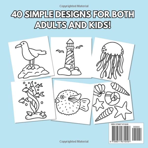 Ocean Oasis Coloring Book for Adults & Kids - Bold & Easy Stress Relief Designs with Animals, Mandalas & Nature Patterns | Perfect for Relaxation, Art Therapy & Family Bonding Time