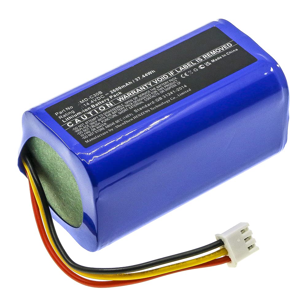 Synergy Digital Vacuum Cleaner Battery - 14.4V 2600mAh Li-ion Replacement Battery for Liectroux C30B & MD-C30B Vacuums | High Capacity | Long Lasting Power | Perfect for Home Cleaning & Pet Hair Removal