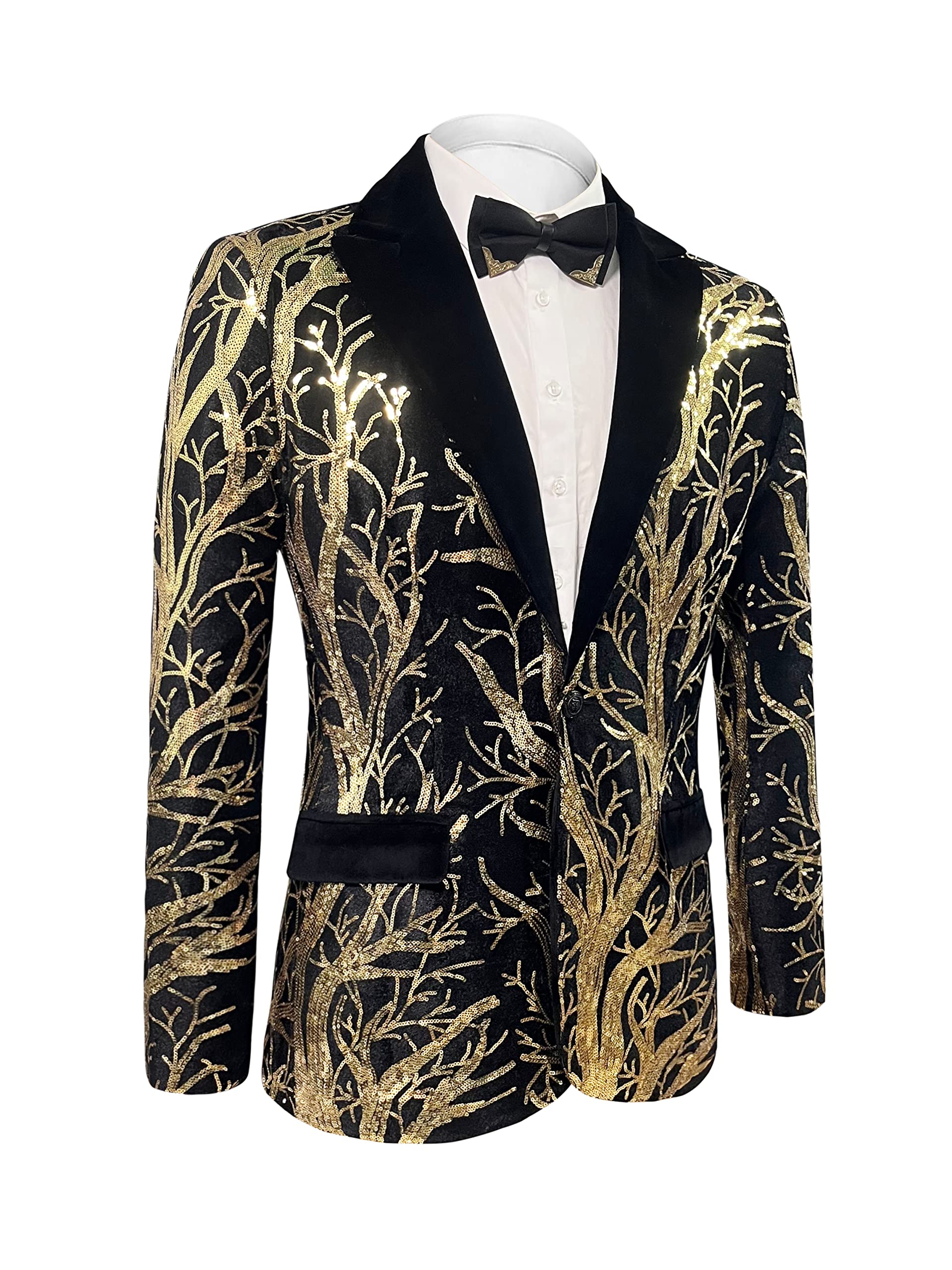 Men's Sequined Floral Blazer Suit Jacket - Elegant Lapel Tuxedo for Wedding, Prom, Party & Banquet | Formal Occasions & Special Events