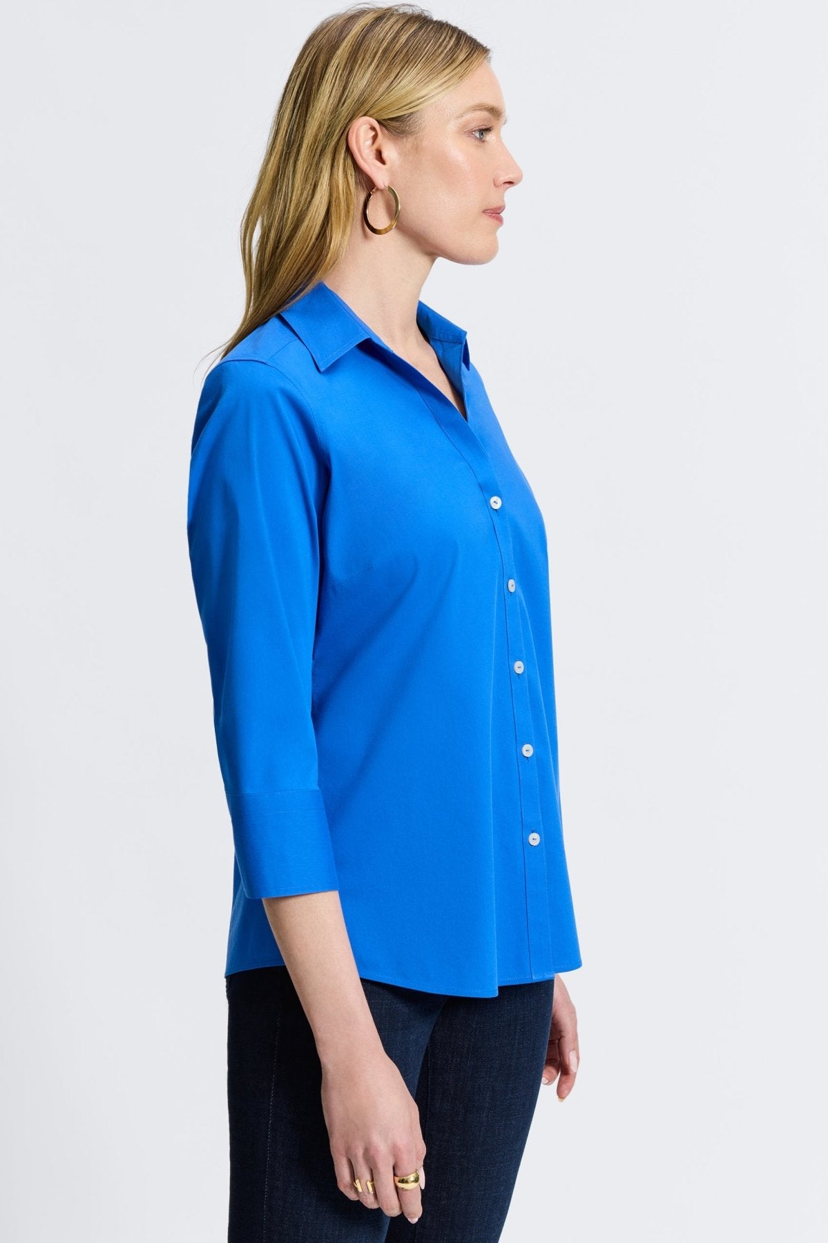 Mary No Iron Stretch 3/4 Sleeve Shirt - Wrinkle-Free Comfort Blouse for Women - Perfect for Office, Travel & Casual Wear
