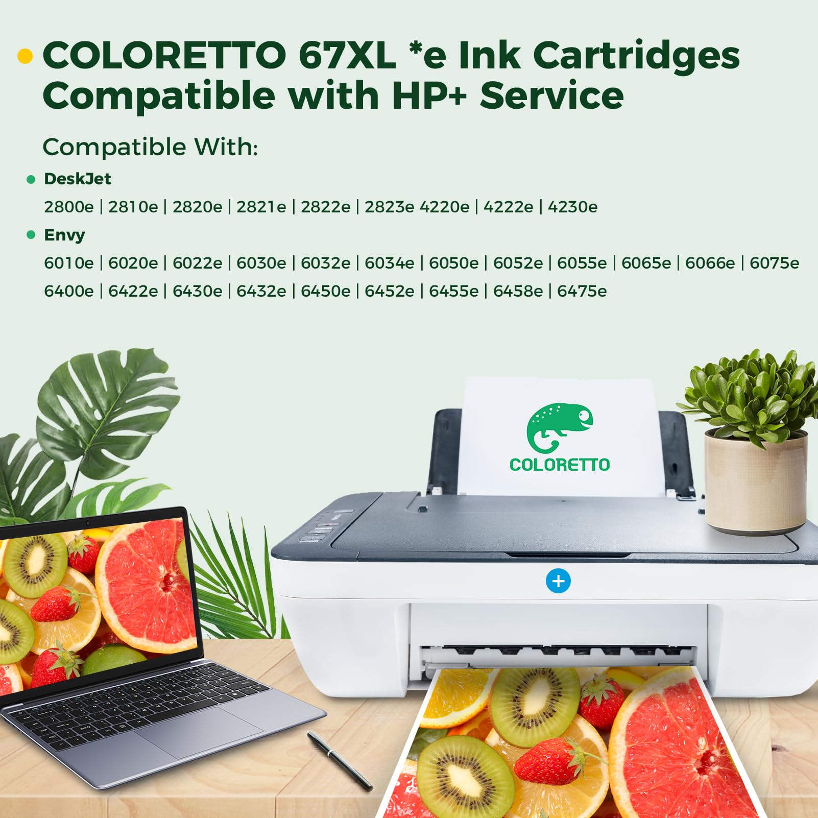 COLORETTO 67XL Remanufactured Color Ink Cartridge - Compatible with HP Deskjet 2855e/2842e/2800e/1255 & Envy 6050e/6065e/6400e/6455e Series Printers (1-Pack) - Ideal for Home Office Printing, School Projects & Photo Printing