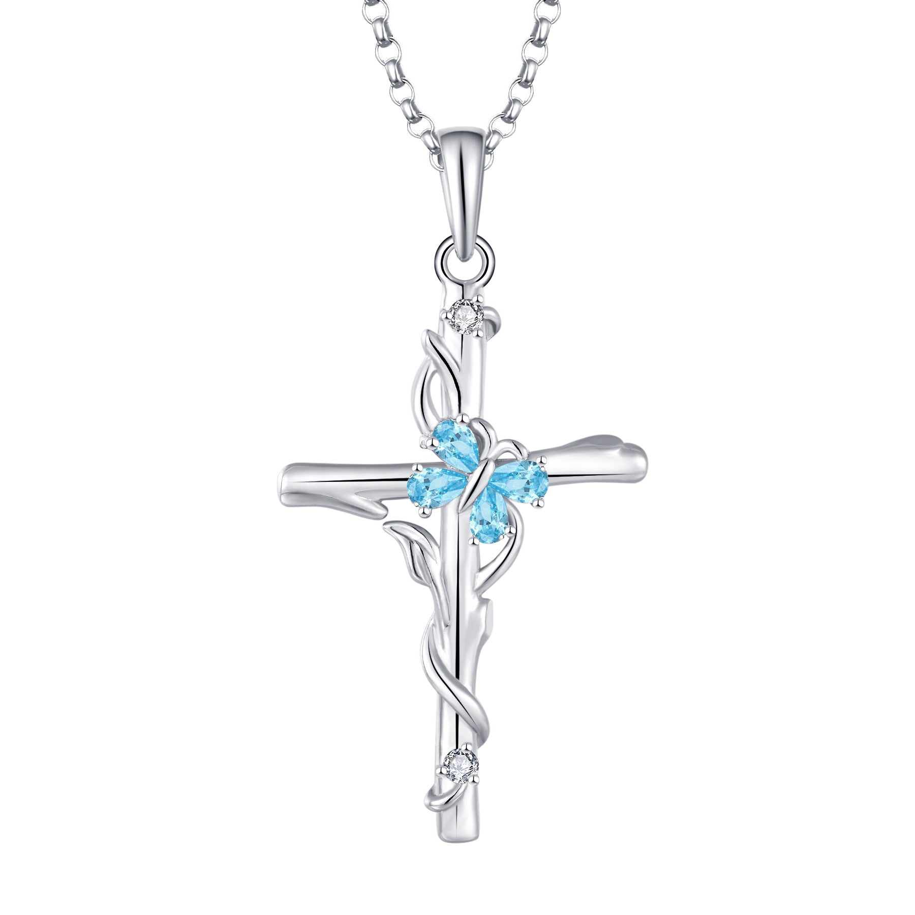 Sterling Silver Cross Necklace for Women - S925 Silver Pendant with Zircon Gemstone | Elegant Religious Jewelry for Church, Wedding & Everyday Wear