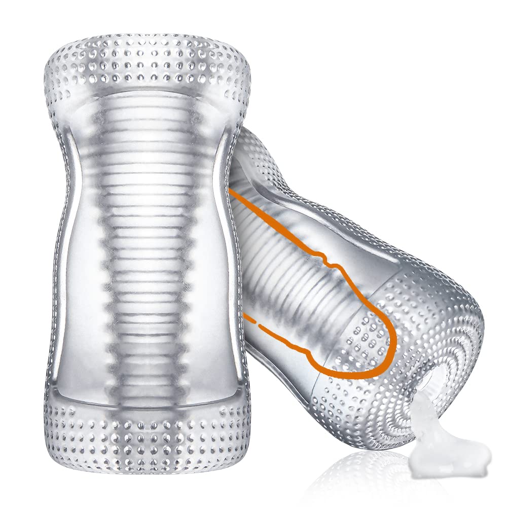 TOHERXIZ Flexible TPE Spiral Textured Male Masturbator - Realistic Pocket Pussy Stroker for Enhanced Pleasure & Penis Training | Discreet Adult Sex Toy for Solo Play & Couples Use
