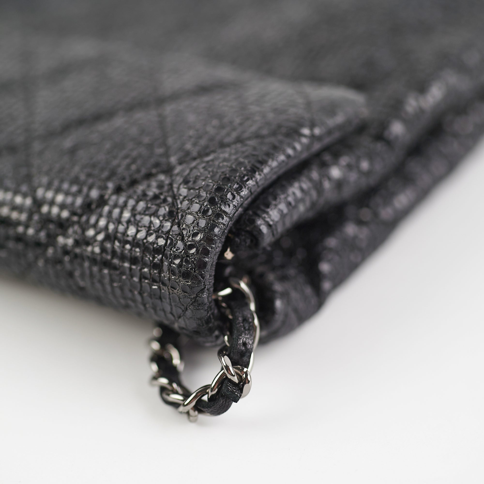 Chanel Black Glittered Calfskin Chain Crossbody Shoulder Bag Wallet - Luxury Evening Clutch for Parties & Date Nights