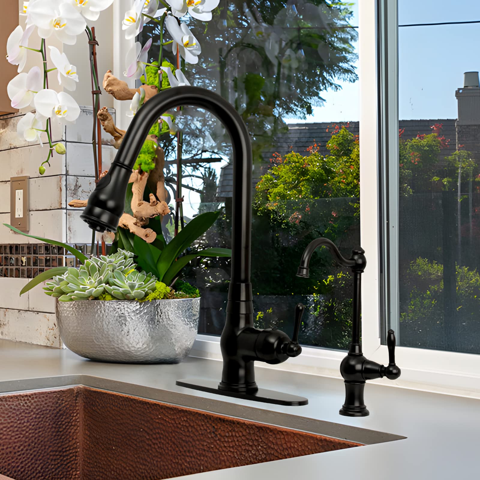 Akicon Lead-Free Brass Kitchen Water Filter Faucet - Matte Black | Fits Most Reverse Osmosis & Water Filtration Systems (Non-Air Gap) | Cold Water Only | Perfect for Clean Drinking Water in Home, Office, or RV