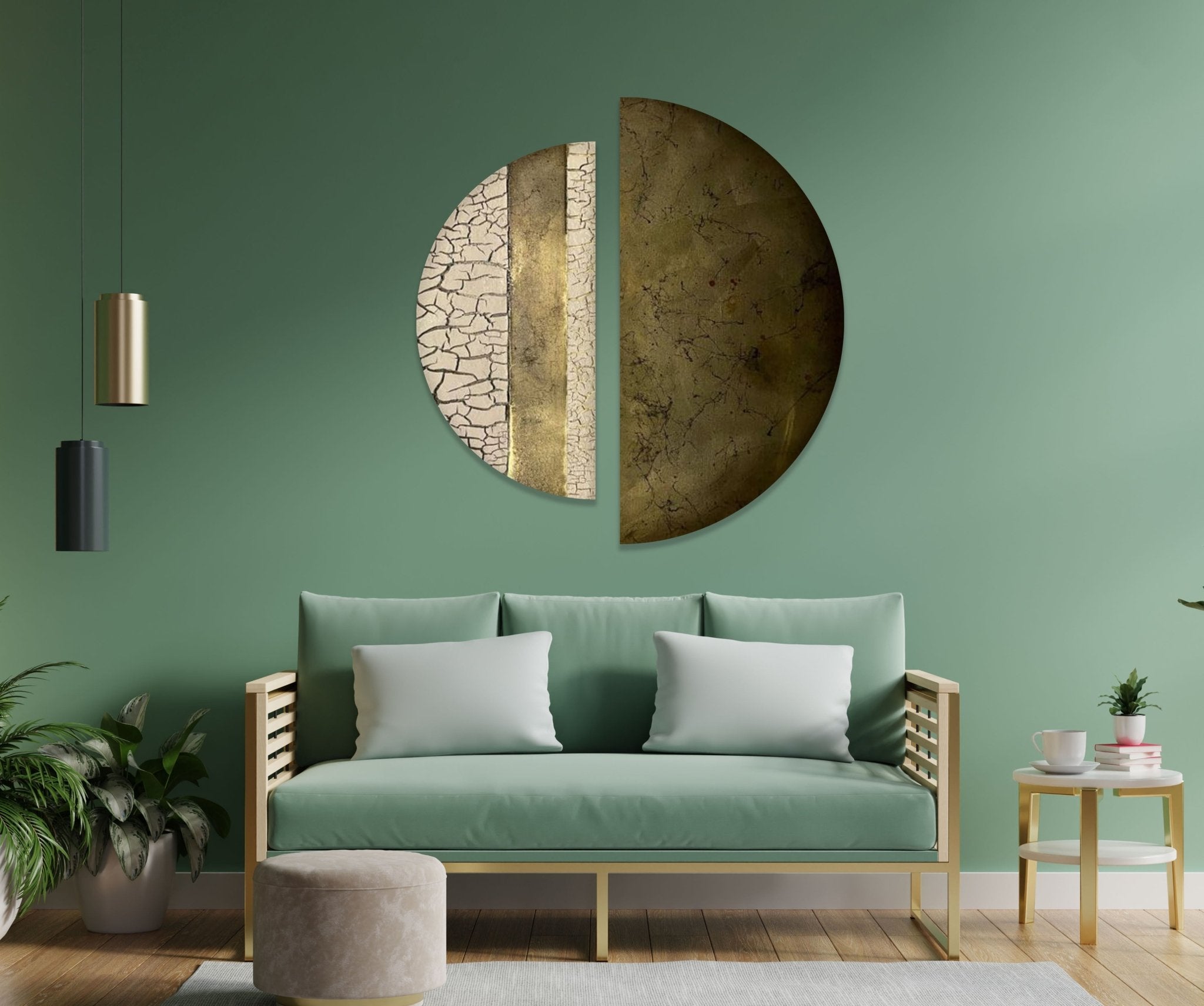2 Piece Abstract Beige Cracked Glass Wall Art Set - Modern Home Decor for Living Room, Bedroom & Office - Unique Cracked Texture Canvas Painting for Contemporary Interior Design