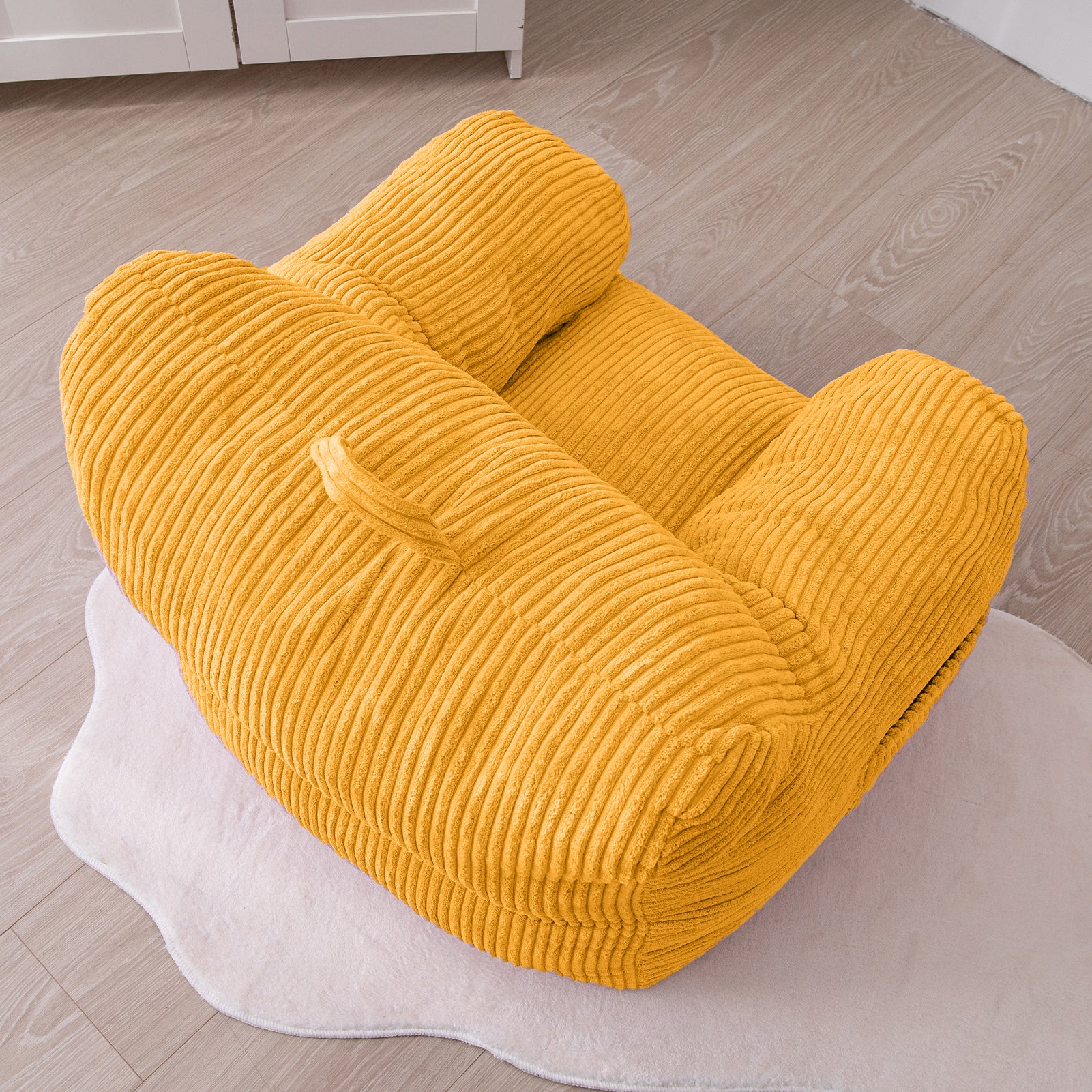 MAXYOYO Kids Bean Bag Chair - Soft Corduroy Bean Bag Couch with Armrests for Children's Room, Playroom & Nursery (Yellow) | Perfect for Reading, Gaming & Relaxing