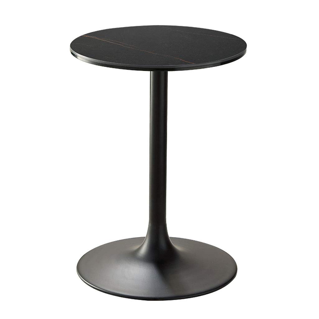 Solid Wood Round Coffee Table - Nordic Style Wrought Iron Side Table for Living Room, Bedroom & Office - Small End Table with Simple Design (Black) - Perfect for Sofa Corner, Lounge Area & Home Decor