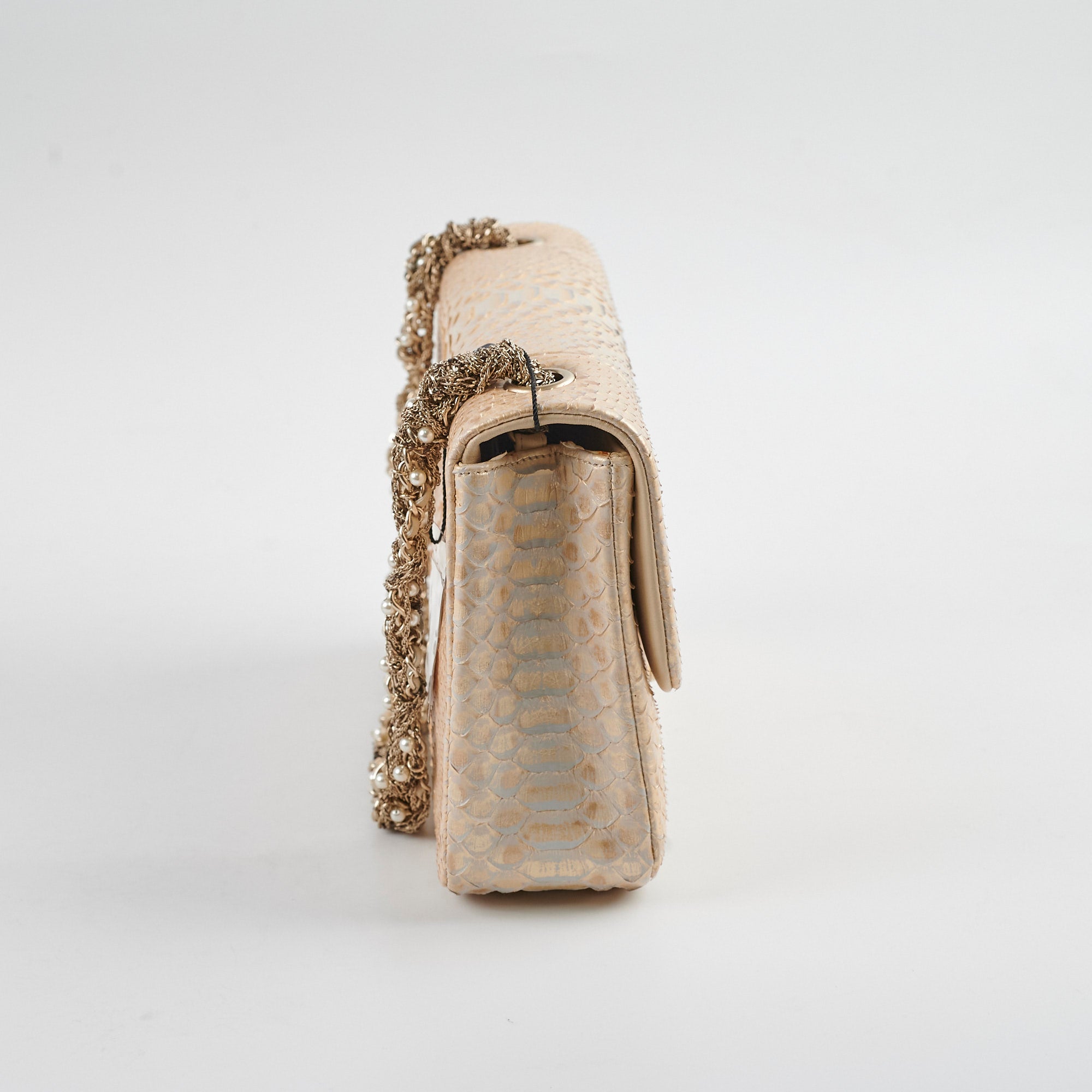Chanel Python Flap Bag Light Gold - Luxury Designer Handbag for Women | Perfect for Evening Parties, Weddings & Special Occasions