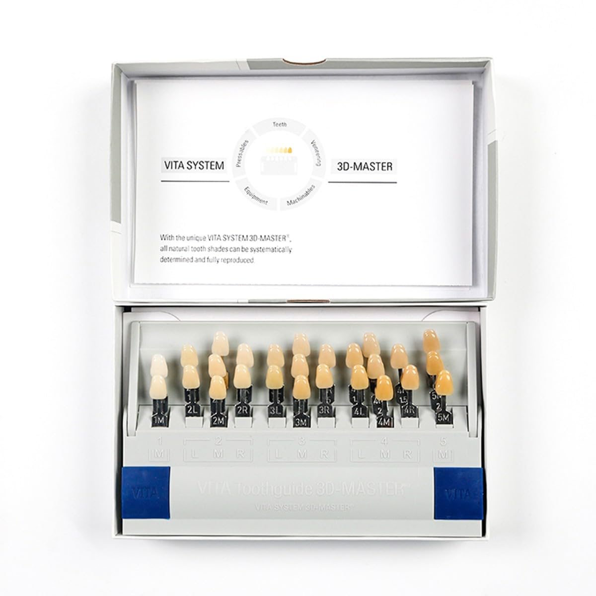3D Master Dental Lab Bleach Shade Guide - 29 Colors Teeth Whitening Comparison Tool for Dentists | Professional Tooth Shade Matching Plate for Dental Clinics & Teeth Whitening Procedures