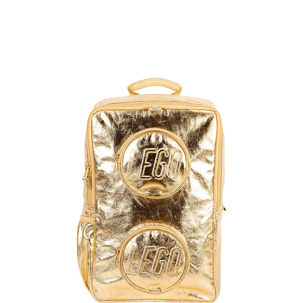 LEGO Brick Backpack - Stylish Gold Fashion Backpack for School, Travel & Everyday Use | Durable & Trendy Backpack for Kids & Adults