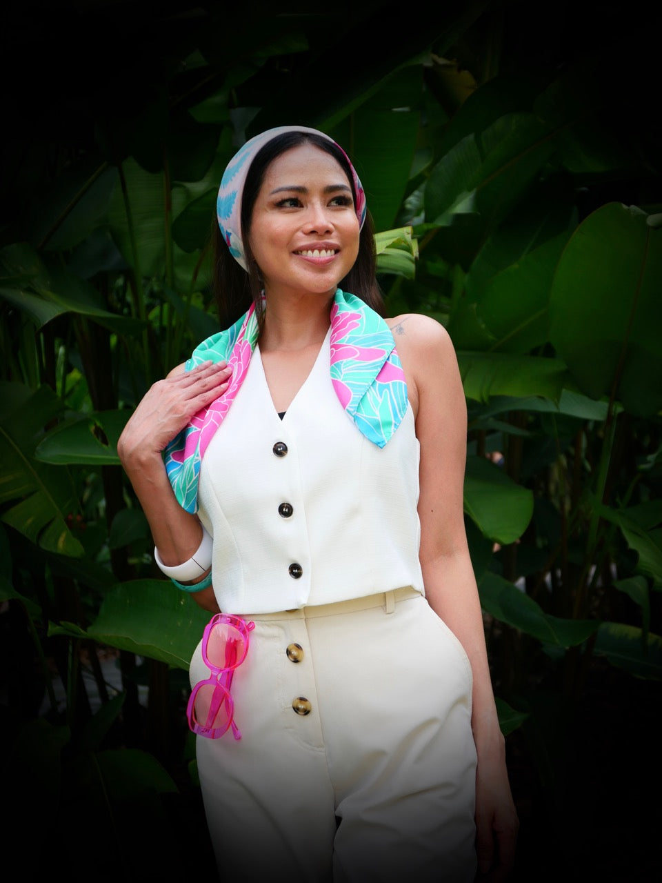 Botanic Splendour Premium Silk Scarf - Luxury Floral Print Fashion Accessory for Women, Elegant Gift for Mother's Day & Special Occasions