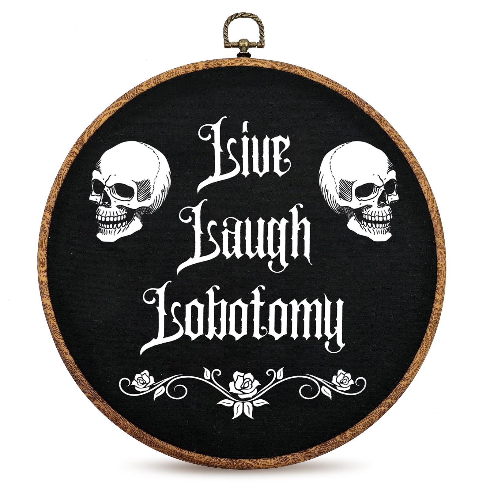 Gothic Wall Art - Live Laugh Lobotomy Sign for Bedroom & Office Decor