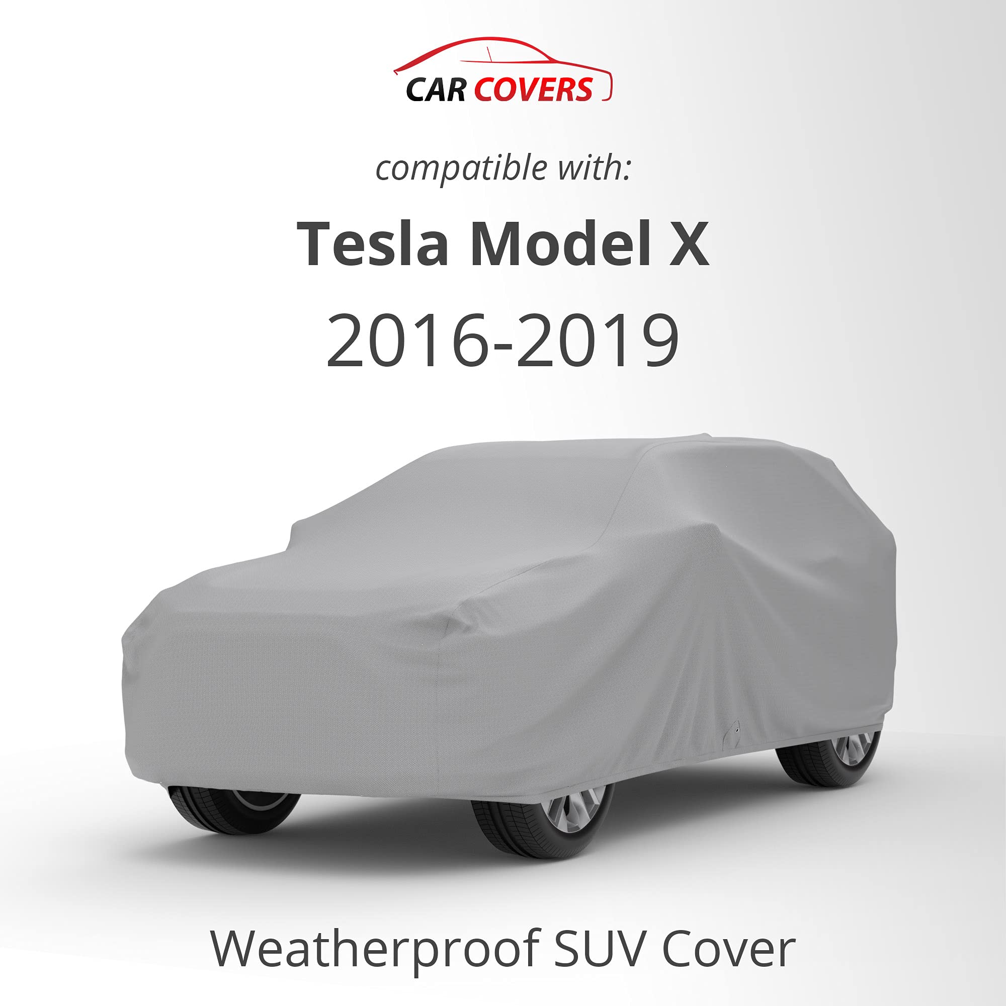 CarCovers Weatherproof SUV Cover for Tesla Model X 2016-2024 - Outdoor Waterproof Car Cover with Theft Cable Lock & Warranty - Perfect for All-Weather Protection and Long-Term Storage