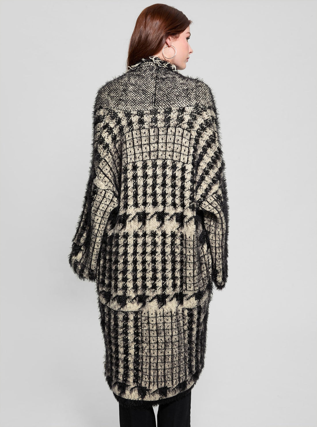 Stylish Black Print Fringed Patchwork Cardigan for Women - Boho Chic Knitwear for Casual Outings & Music Festivals