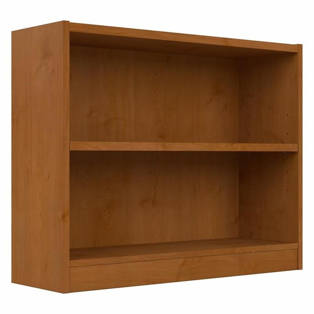 Bush Furniture Universal Small 2 Shelf Bookcase in Natural Cherry - Compact Book Storage for Home Office, Living Room & Bedroom
