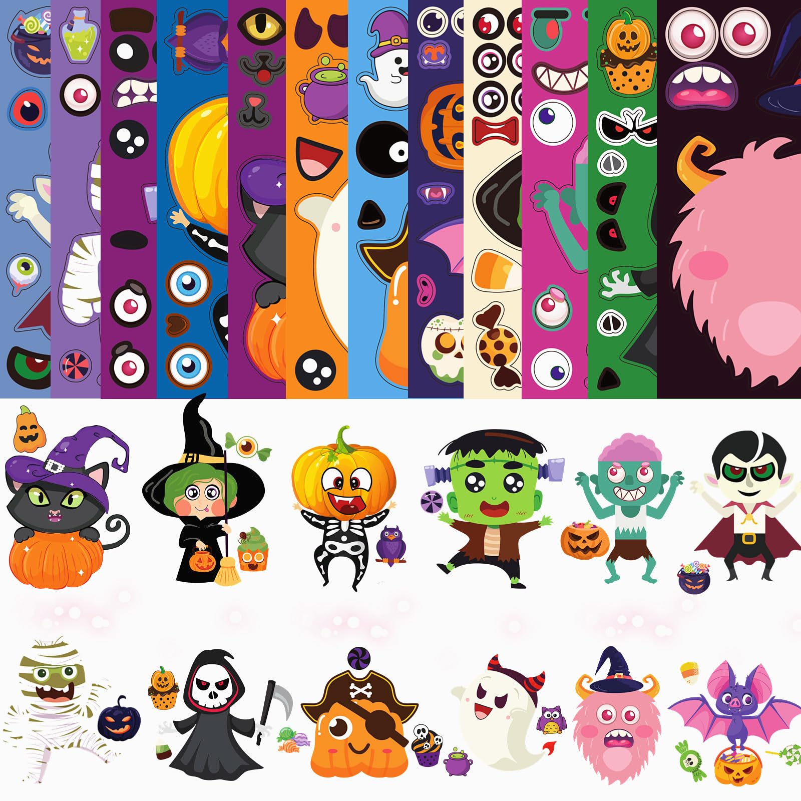 36 Sheets Halloween Stickers for Kids - DIY Halloween Crafts, Party Favors & Game Supplies - Perfect for Halloween Decorations, Scrapbooking & Trick-or-Treat Bags