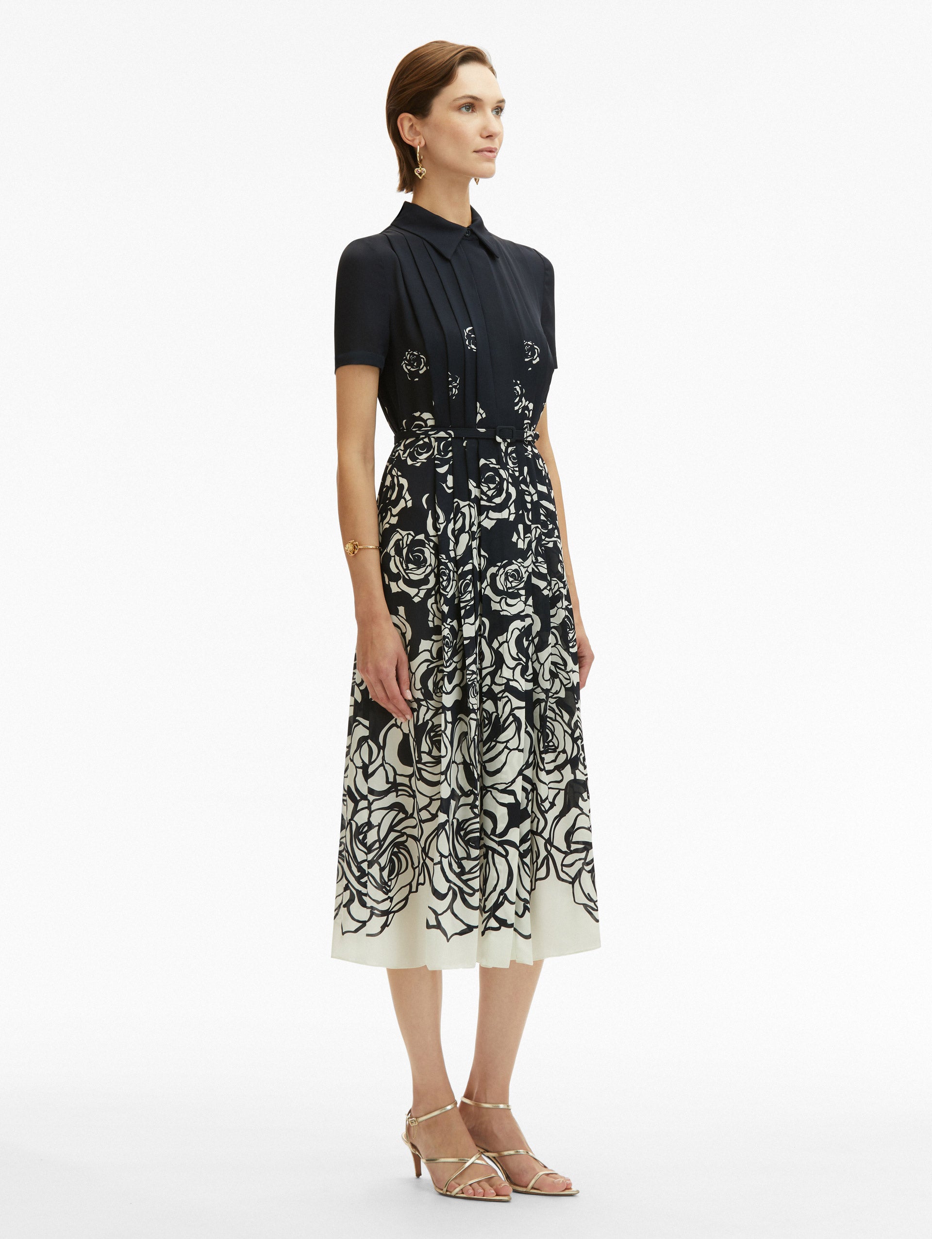 Elegant Abstract Ombre Rose Print Dress for Women - Perfect for Weddings, Parties & Special Occasions