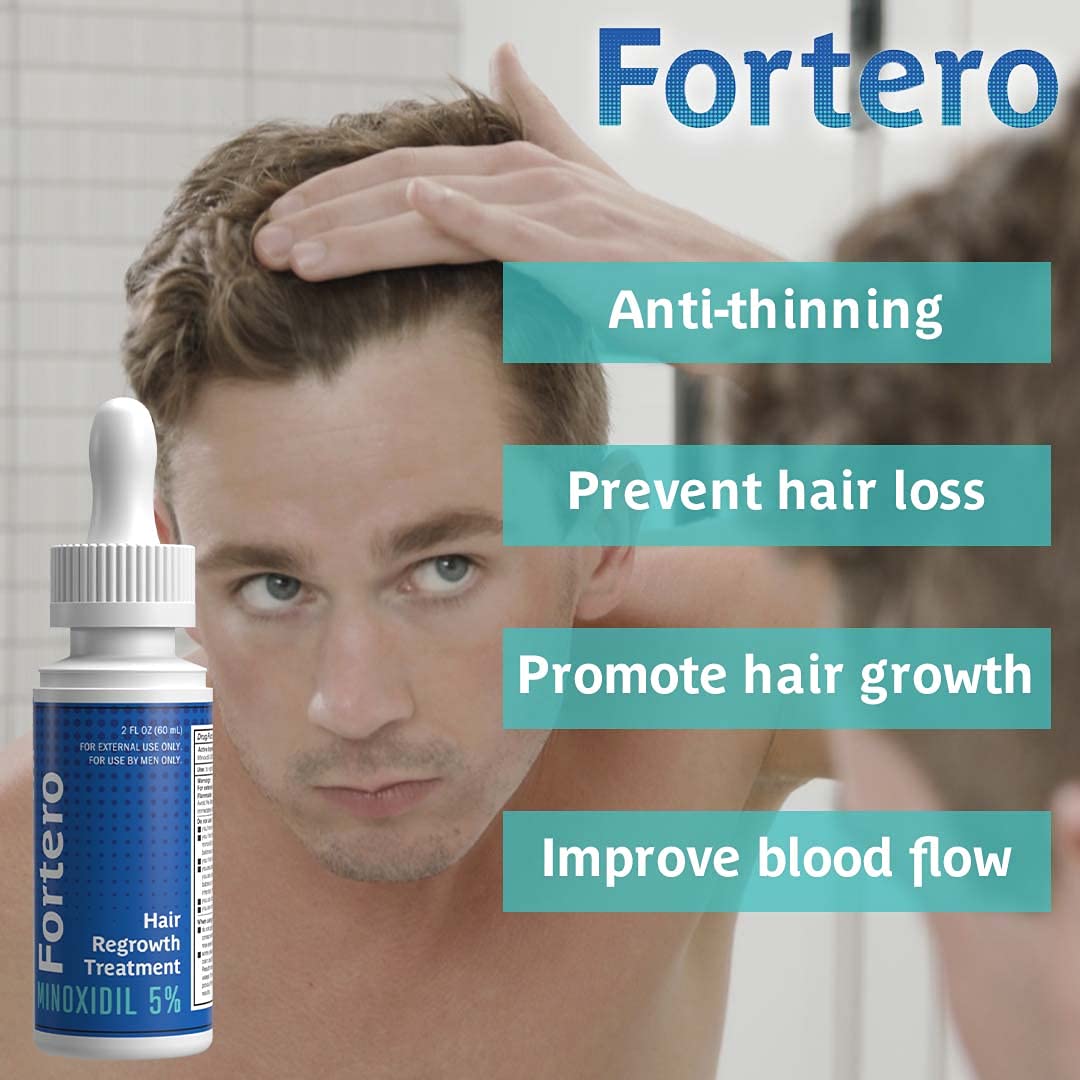 5% Minoxidil Hair Regrowth Treatment for Men - Anti-Hair Loss Formula for Pattern Baldness & Alopecia | Stops Hair Fall, Promotes Thicker Hair Growth | 2 fl Oz (3 Pack) | Perfect for Daily Use at Home or Travel