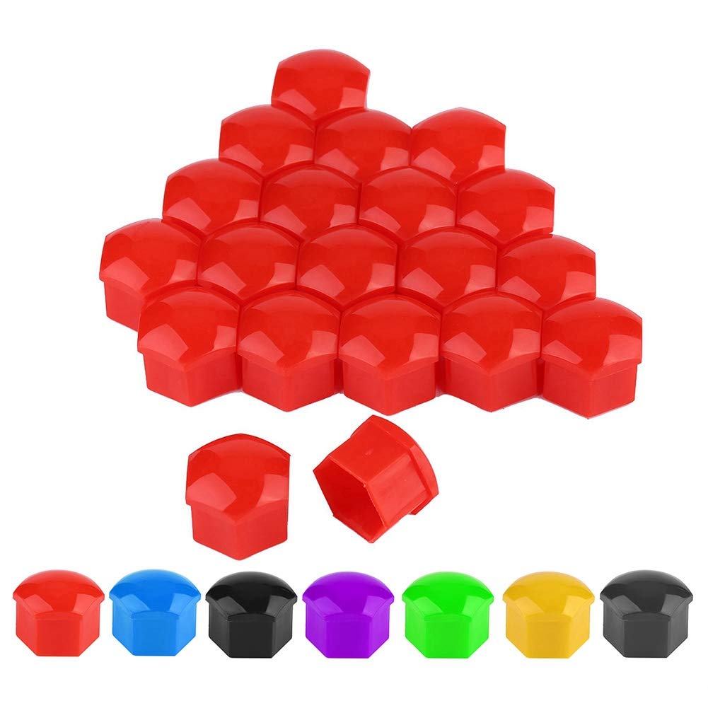 21mm Anti-Theft Wheel Nut Covers (20pcs, Red) - Secure Car Hub Screw Caps for Alloy Wheels - Perfect for Theft Prevention & Vehicle Aesthetics