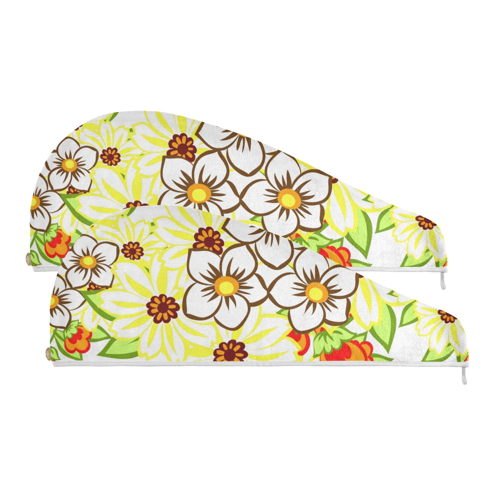 DOMIKING Floral Microfiber Hair Towel Wrap - Super Absorbent Quick Dry Hair Turban for Women with Thick, Curly or Long Hair - Perfect for Post-Shower, Swimming & Salon Styling