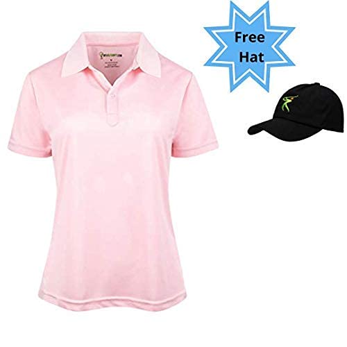 Women's French Cut Short Sleeve Golf T-Shirt - Breathable Comfort Fit with Free Golf Hat - Perfect for Golfing, Casual Wear & Outdoor Activities