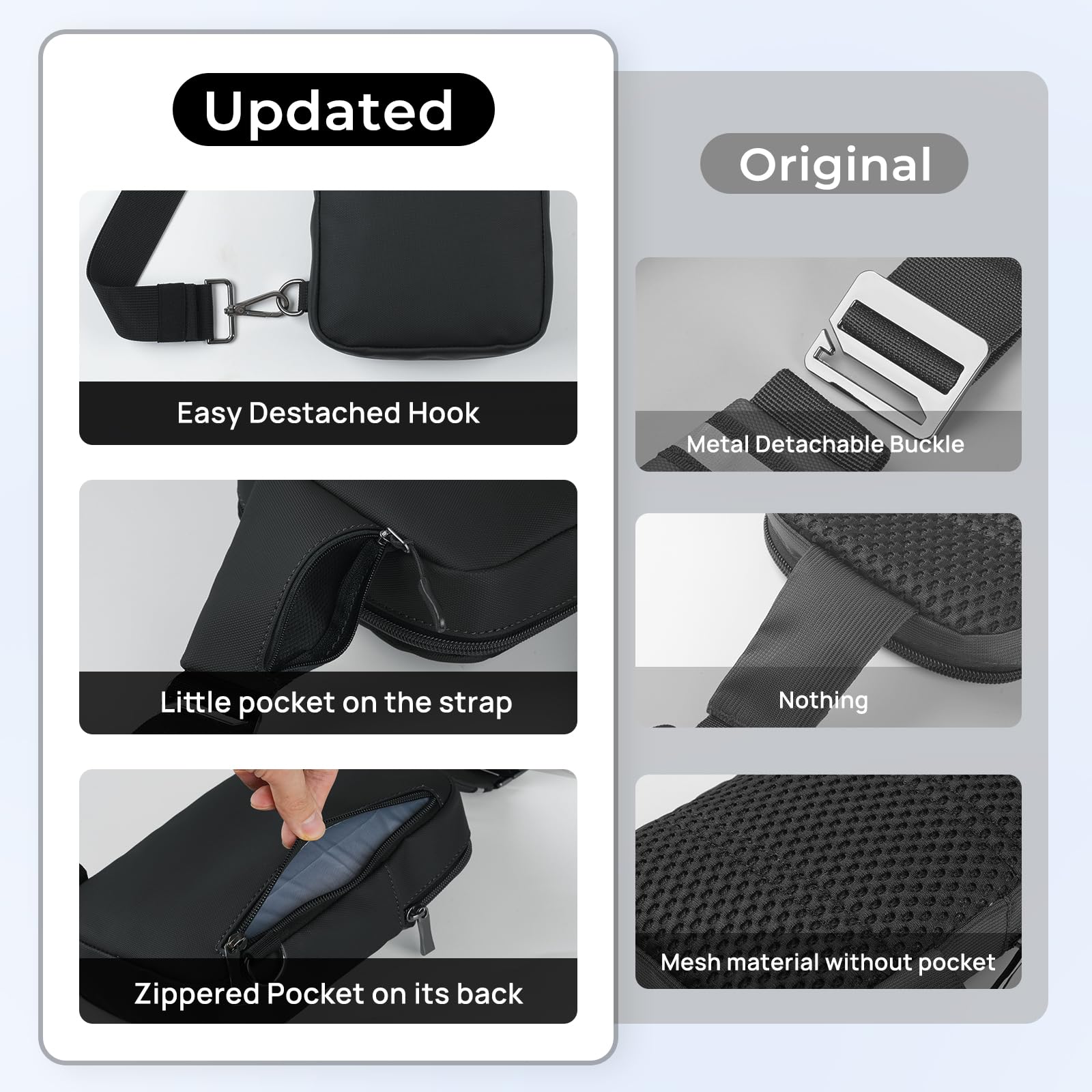 BROADREAM Upgraded Waterproof RFID Blocking Anti-Theft Sling Bag - Lightweight Crossbody Chest Pack for Men & Women (6.1x8.8 Inches) - Perfect for Travel, Gym, Hiking, Running & Daily Commute - Black
