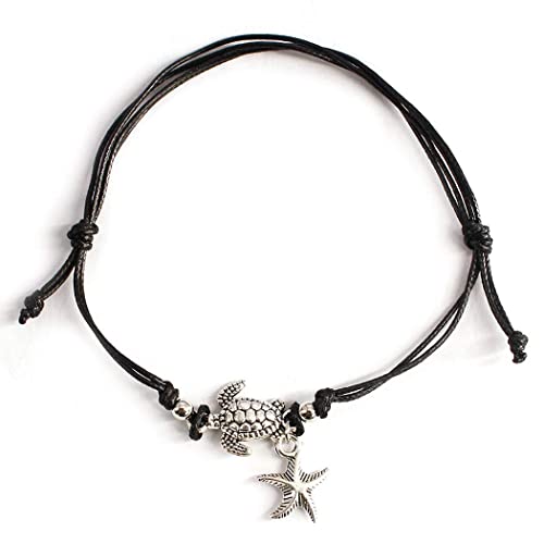 Boho Layered Anklet Bracelet for Women - Adjustable Tortoise Shell Foot Chain Jewelry, Trendy Stackable Ankle Bracelets for Summer Beach Outfits & Festival Fashion