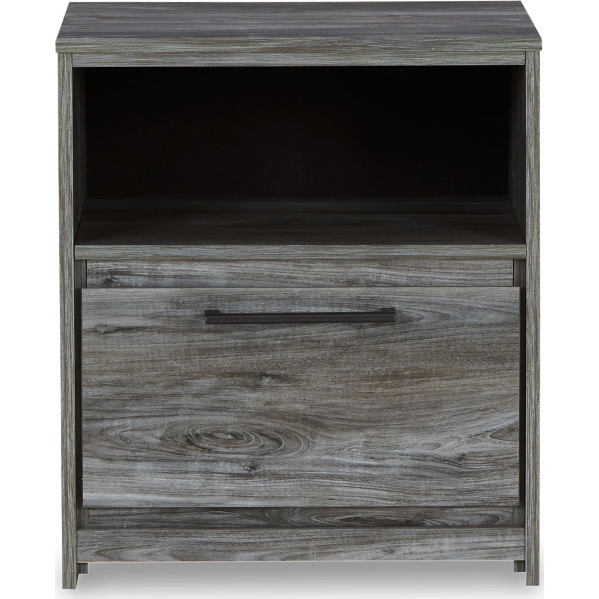 Baystorm Nightstand with Drawer - Modern Gray Bedside Table for Bedroom, Living Room, or Office - Compact Storage Solution for Small Spaces