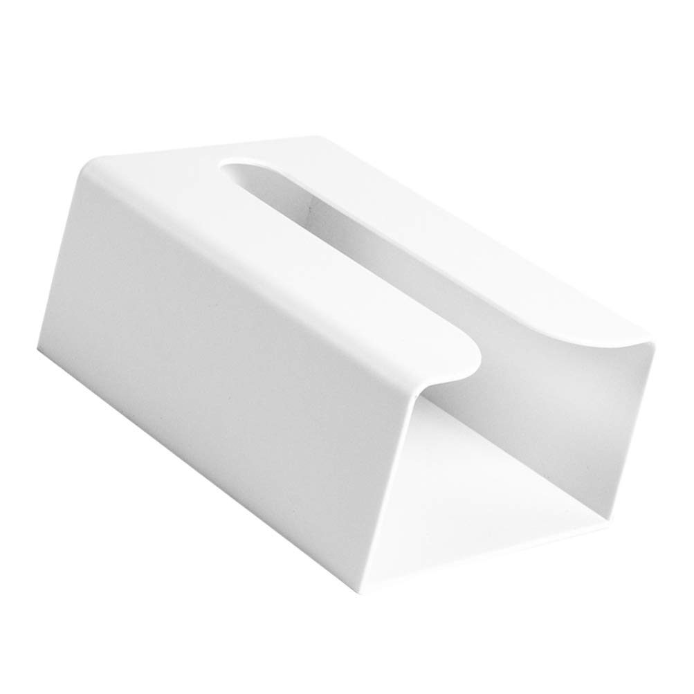 HEMOTON Wall Mounted Tissue Box Holder - Plastic No-Trace Side Open Tissue Dispenser for Kitchen, Bathroom & Home Decor (White) - Perfect for Countertop, Vanity & Nightstand Organization