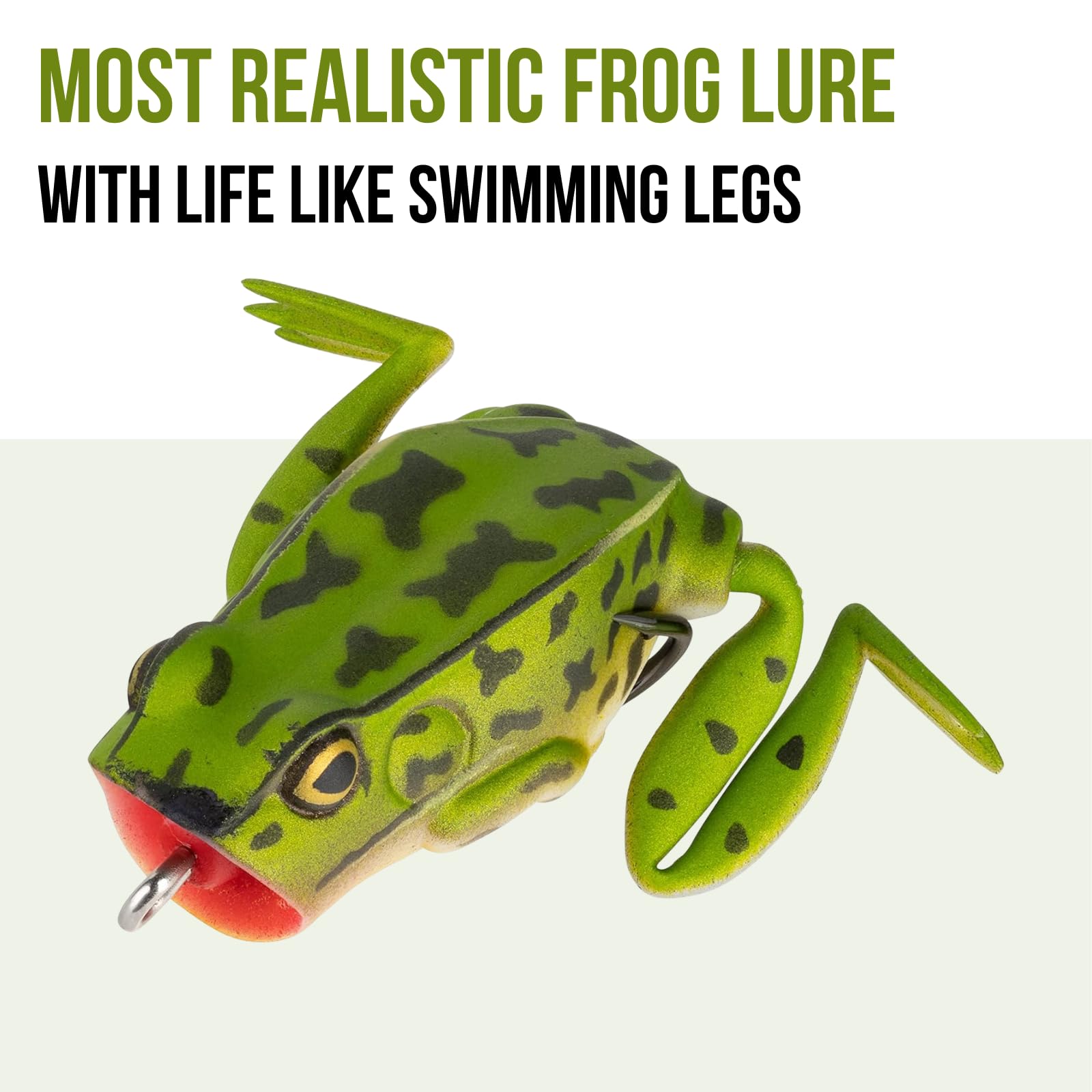 Lunkerhunt Frog Fishing Lure 1/4 oz - Topwater Bass Popping Bait with Weedless Hooks & Hollow Body | Perfect for Bass, Trout, Pike Fishing in Lakes & Ponds | Great for Weed-Covered Waters & Early Morning Fishing