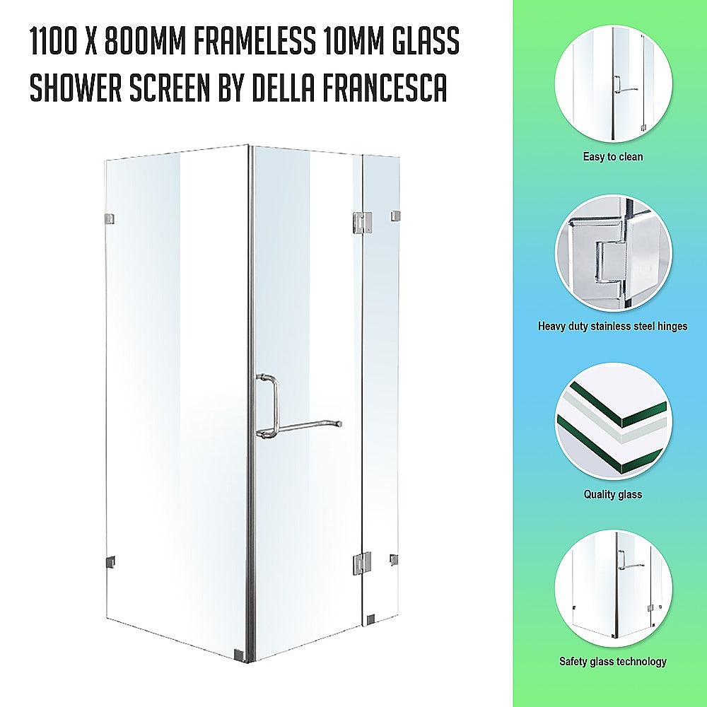 Frameless 10mm Glass Shower Screen 43.3