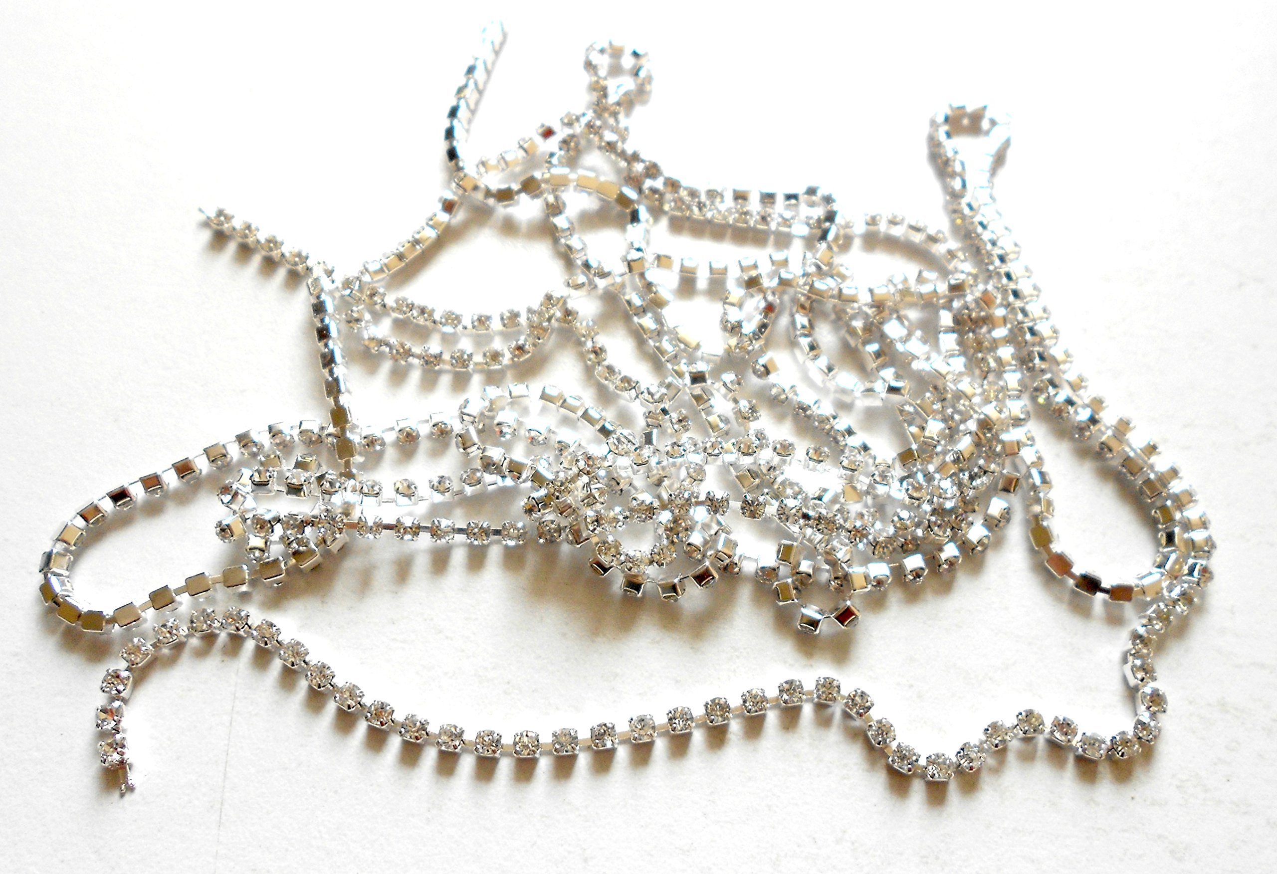 GOELX Silver Stone Chain & Rhinestone Cup Chain for Jewelry Making - DIY Necklace, Bracelet & Crafting Supplies