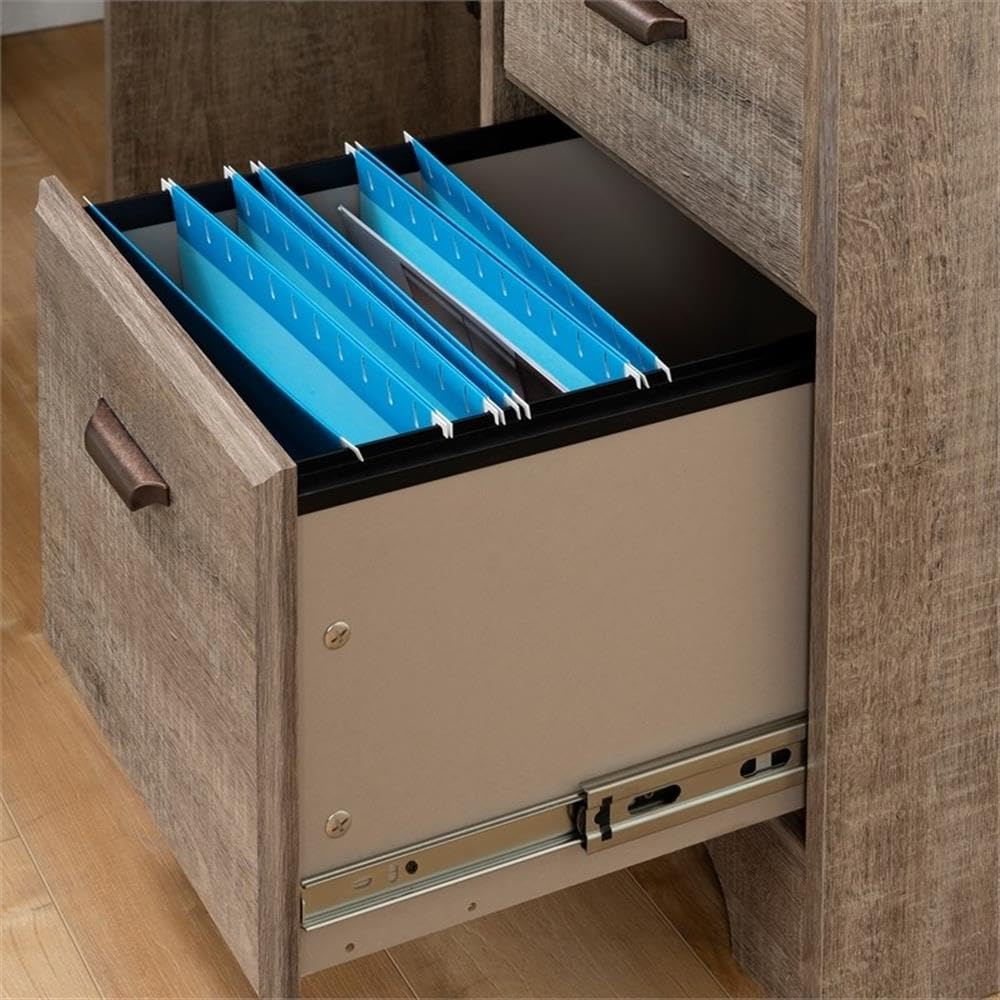 Rustic Computer Desk with Keyboard Tray & Drawers - Home Office Wood Desk for Workspace