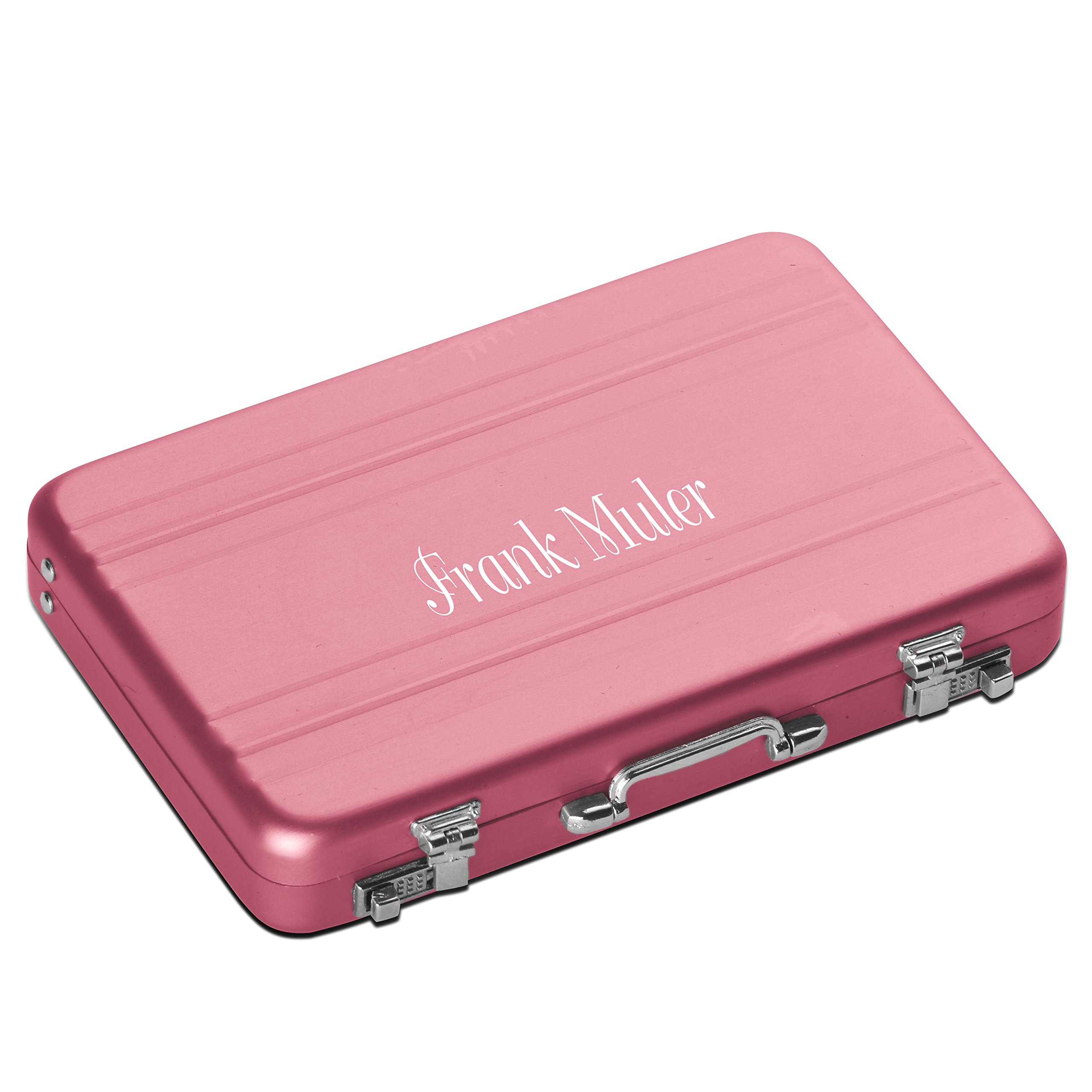 Personalized Engraved Aluminum Alloy Credit Card Holder - Custom Business Card Case Wallet for Men & Women (Pink) - Perfect for Travel, Office & Corporate Gifts