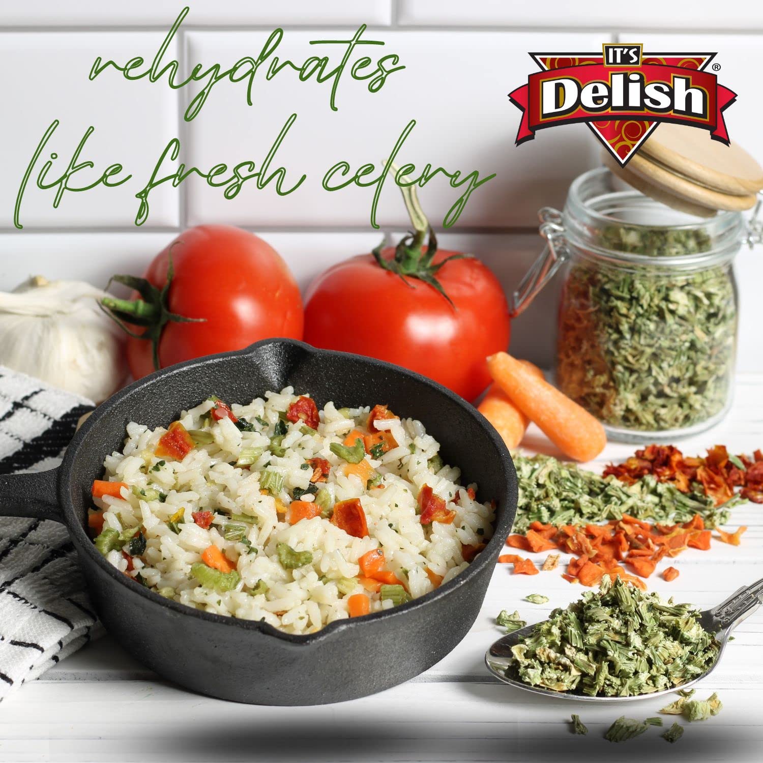 It's Delish Dried Celery Flakes - 10 LBS Bulk Bag | Dehydrated Chopped Crosscut Celery Stalk & Leaf for Cooking | Perfect for Soup, Stew, Rice, Seasoning | Great for Home Kitchen, Camping, Emergency Food Storage | Kosher Certified & Vegan Friendly | Ideal for Meal Prep, Backpacking and Pantry Essentials