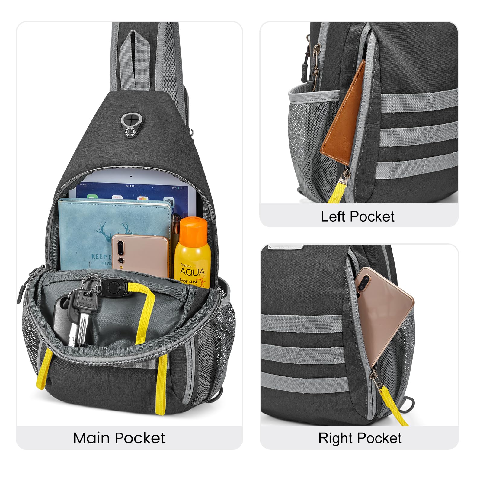 G4Free RFID Blocking Sling Bag Crossbody Backpack - Anti-Theft Travel Chest Bag for Men & Women - Lightweight Hiking Daypack for Outdoor Sports, Gym, Commuting & Daily Use