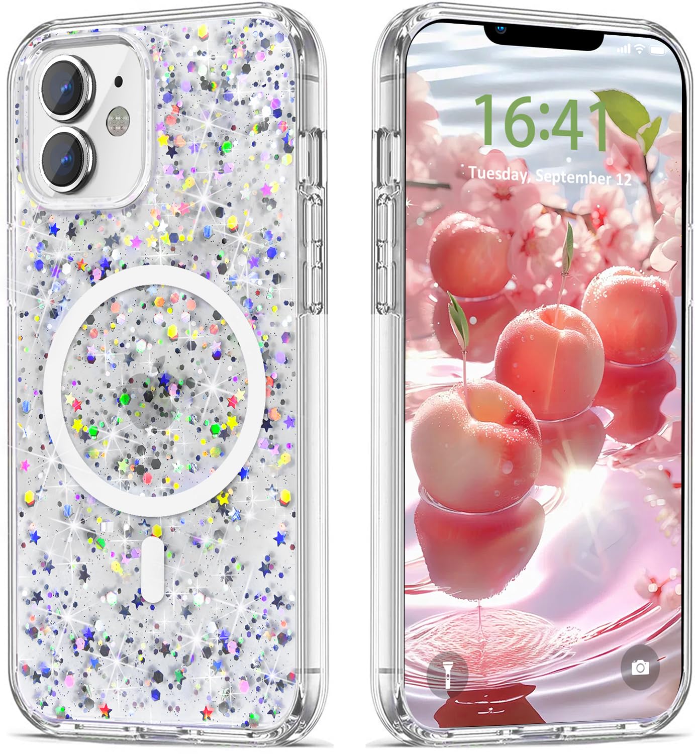 Magnetic Clear Glitter iPhone 11 Case | 6.1 Inch Shockproof Protective Cover | Compatible with MagSafe Charger | Stylish Phone Case for Women & Girls | Perfect for Everyday Use, Work & Travel