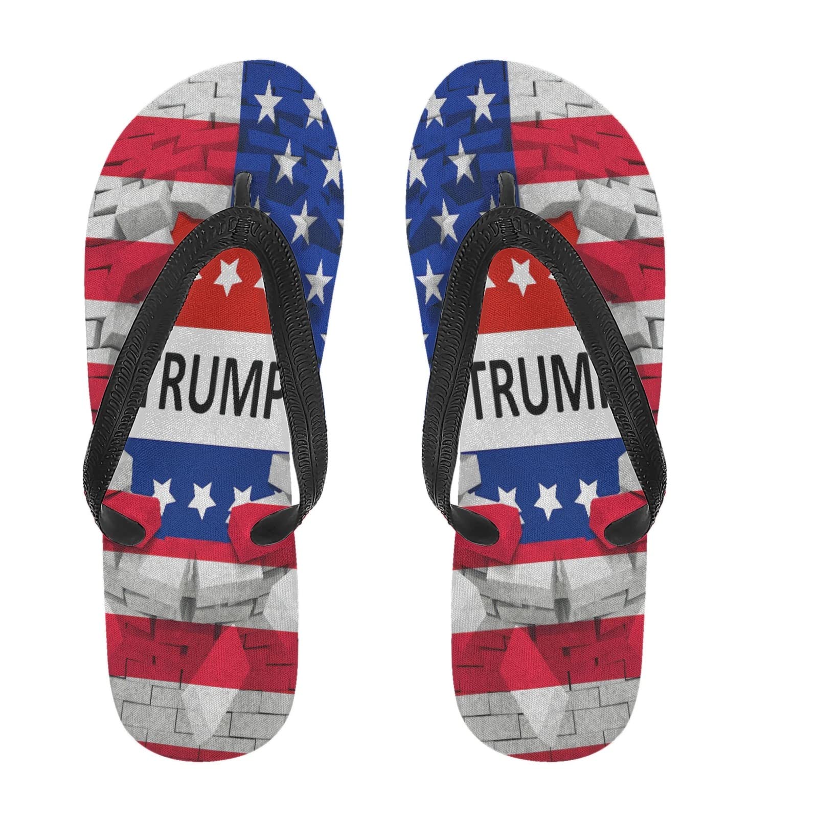 American Flag Trump Flip Flops for Men - Patriotic Thong Sandals with Non-Slip Sole | Perfect for Summer, Beach, Pool & Backyard BBQs