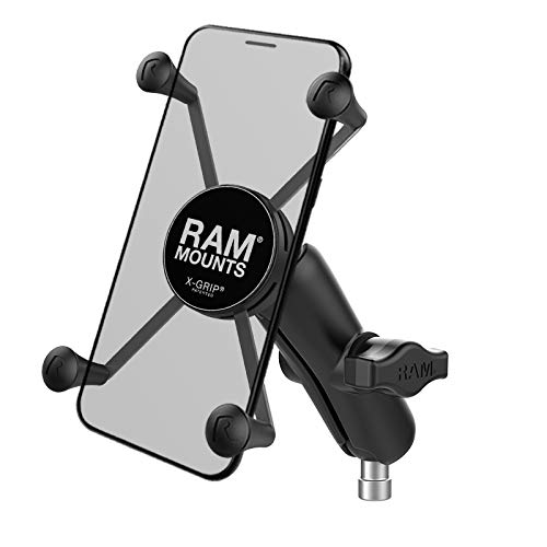 RAM MOUNTS X-Grip Large Phone Mount with Motorcycle Handlebar Clamp Base RAM-B-367-UN10U - Secure Phone Holder for Motorcycle, Bike, ATV, and Scooter Rides