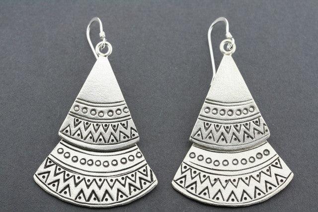 Double Etched Pure Silver Earrings - Elegant Handmade Jewelry for Women, Perfect for Parties & Gifts