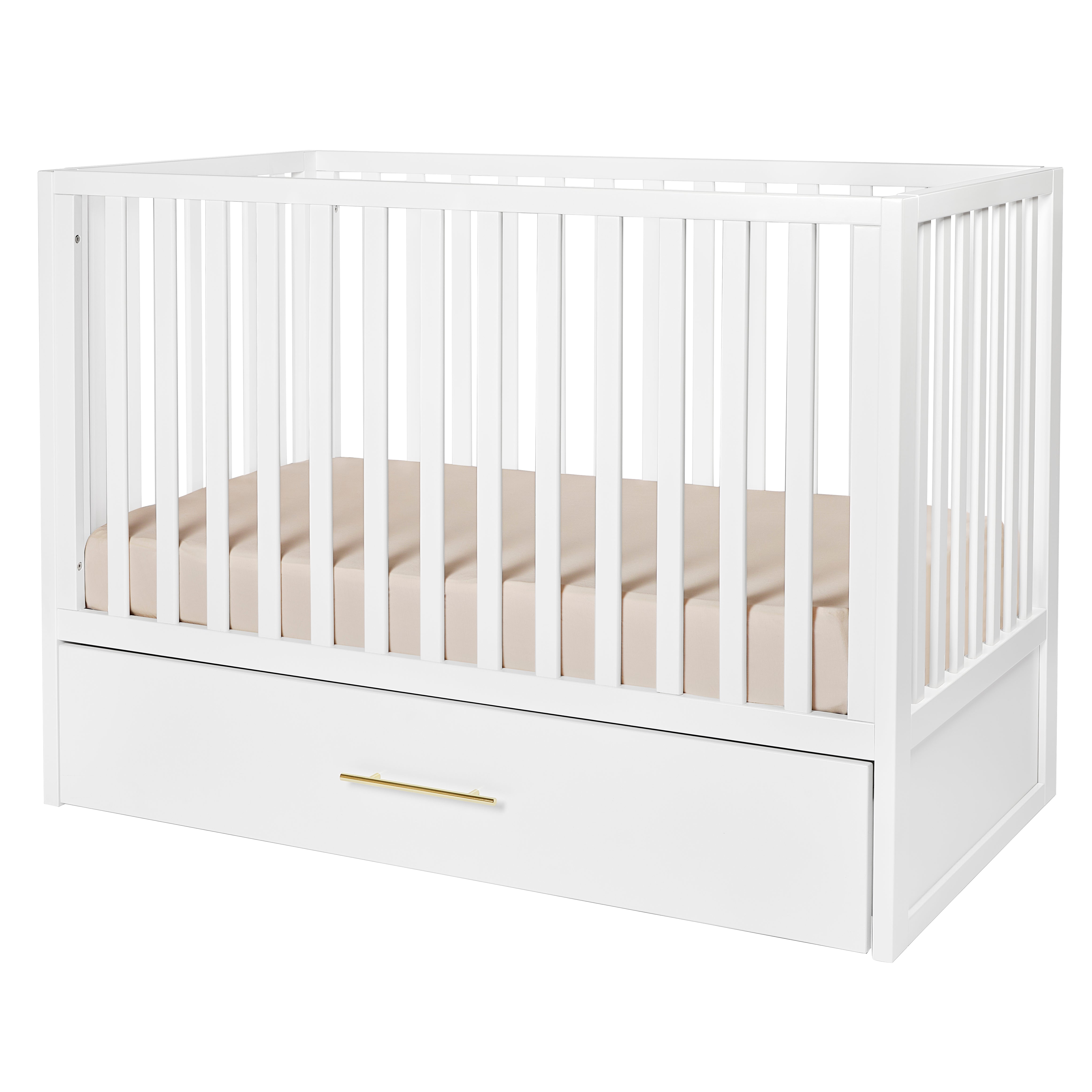 HushCrib 3-in-1 Convertible Baby Crib with Trundle - White Nursery Furniture for Newborns, Toddlers & Kids - Perfect for Small Spaces & Shared Bedrooms
