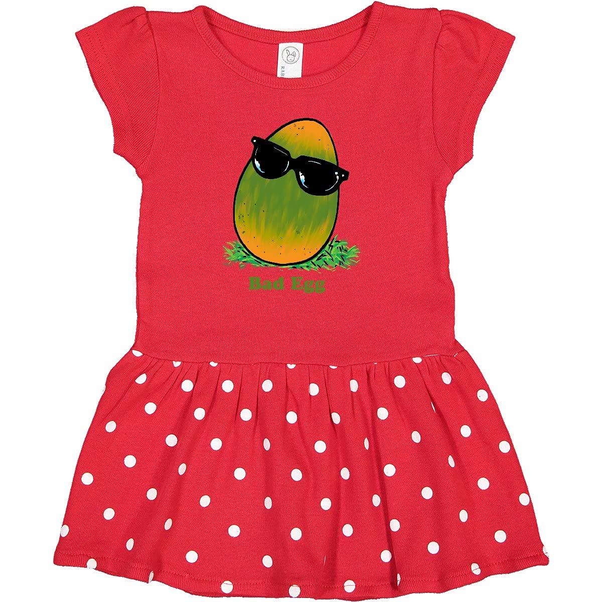 Inktastic Easter Green and Yellow Bad Egg with Sunglasses Infant Dress - Cute Baby Outfit for Easter Celebrations, Spring Photos & Family Gatherings